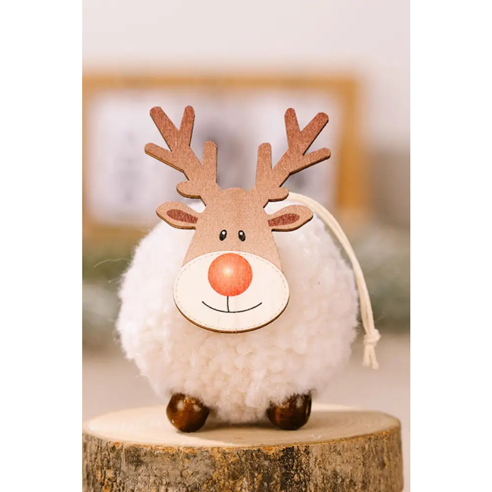 Festive Christmas Sherpa Reindeer Hanging Pompom Ornaments