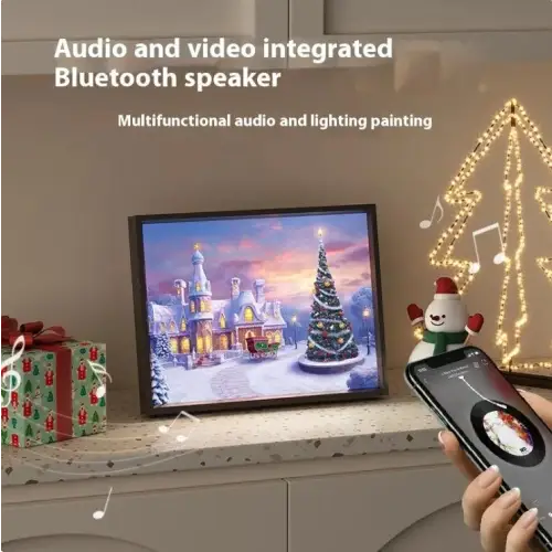 Festive Mini Bluetooth Speaker with Christmas Design and Lighting Effects