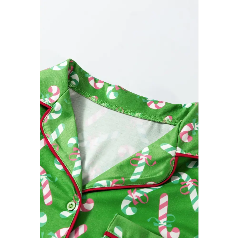 Festive Pink Christmas Candy Cane Knotted Pajama Set