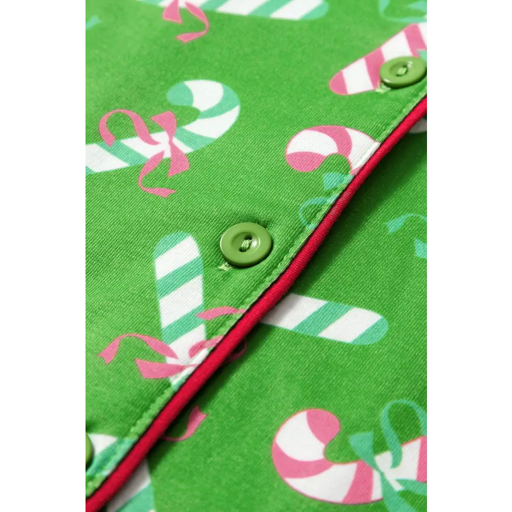 Festive Pink Christmas Candy Cane Knotted Pajama Set