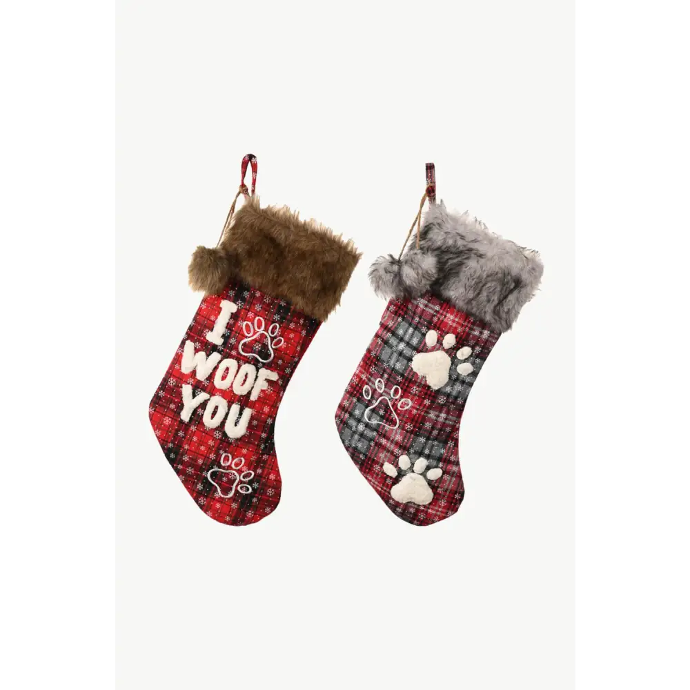 Festive Plush Christmas Stockings for Dog Lovers