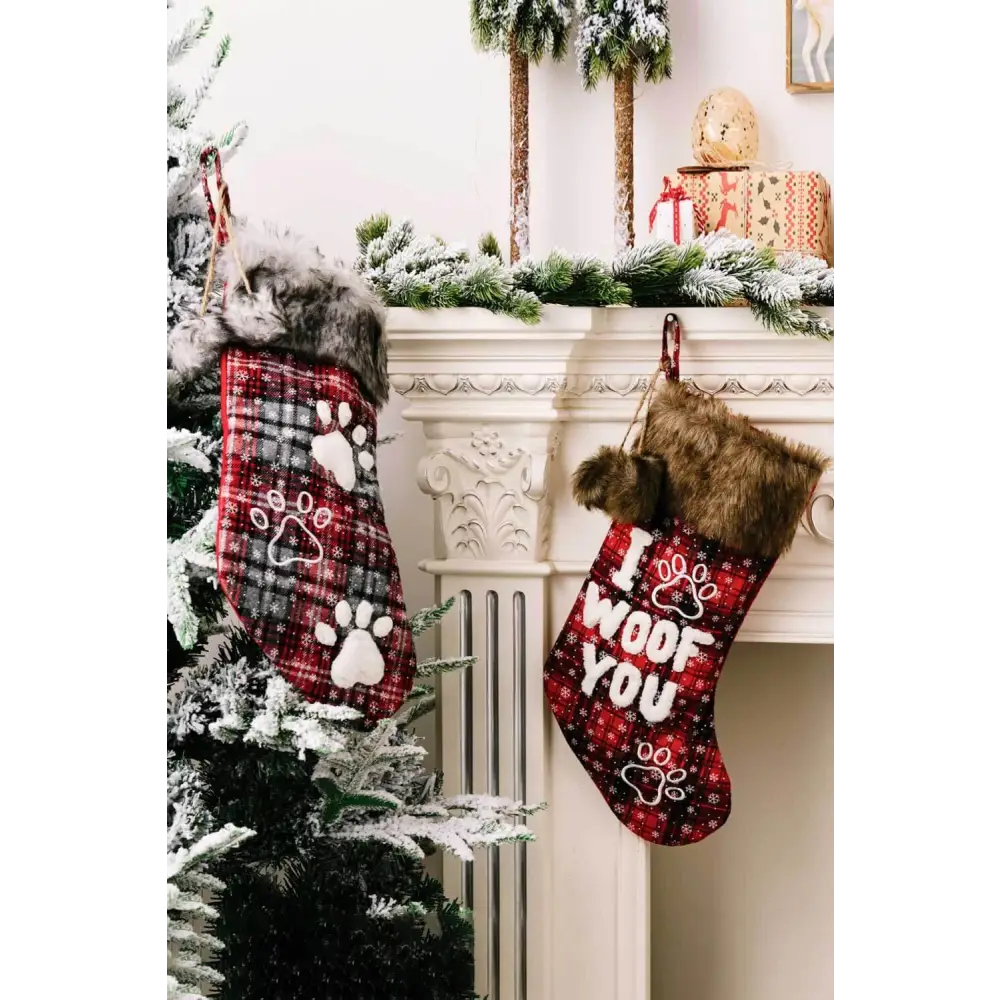 Festive Plush Christmas Stockings for Dog Lovers