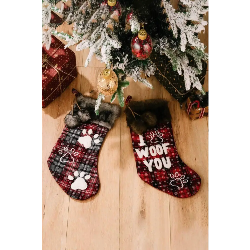 Festive Plush Christmas Stockings for Dog Lovers