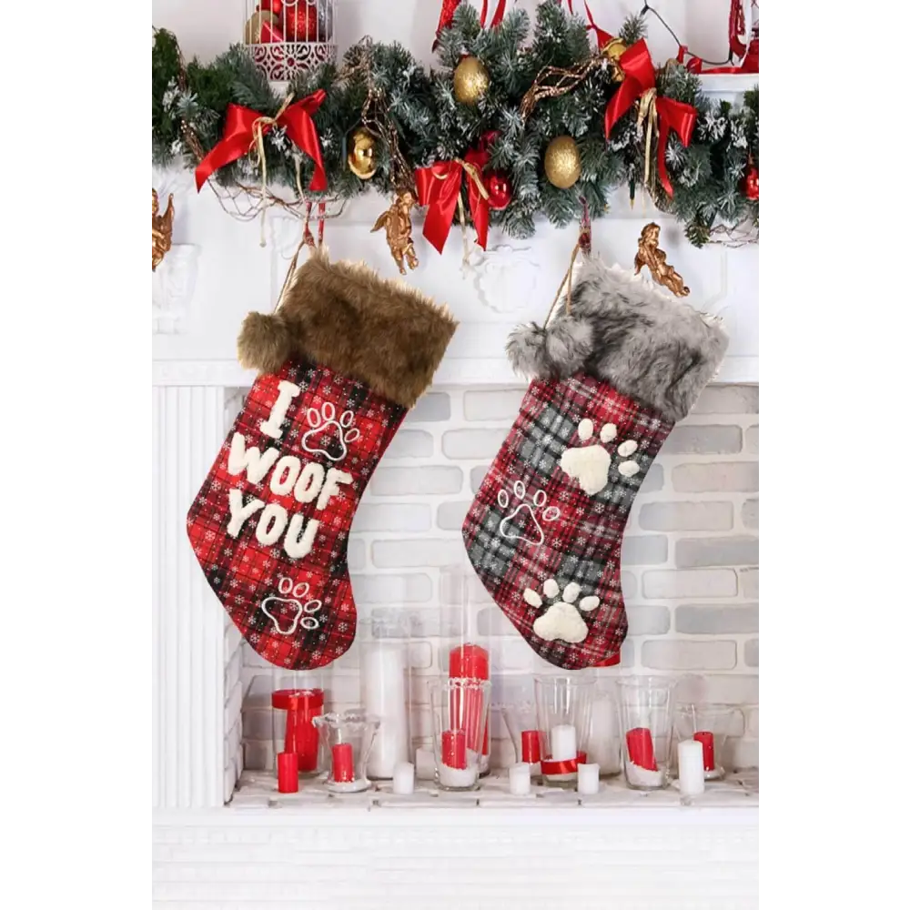 Festive Plush Christmas Stockings for Dog Lovers