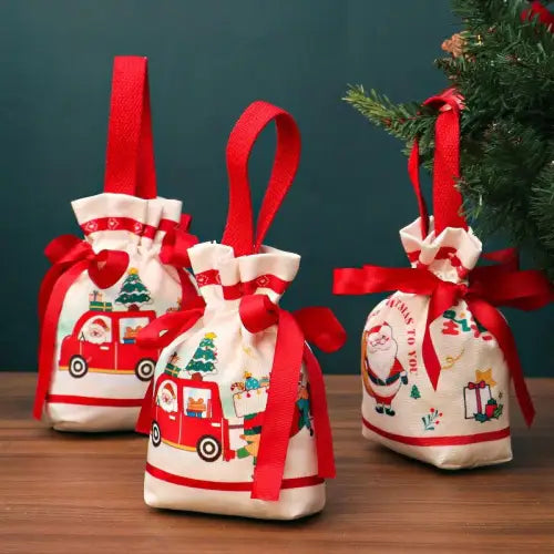 Festive Red Knitted Christmas Gift Bags for Your Christmas Eve Gift