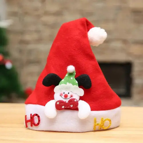 Festive Red Santa Claus Hat with Elk Embroidered Party Design