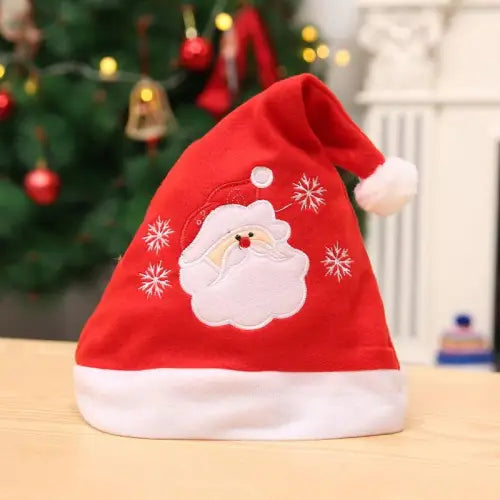 Festive Red Santa Claus Hat with Elk Embroidered Party Design