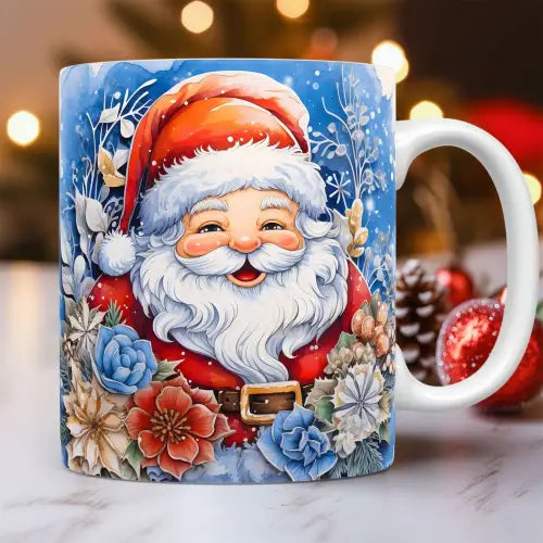 Festive Santa Coffee Mug with Cheerful Ceramic Snowman Design