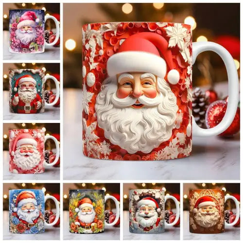 Festive Santa Coffee Mug with Cheerful Ceramic Snowman Design