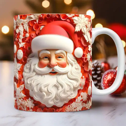 Festive Santa Coffee Mug with Cheerful Ceramic Snowman Design 