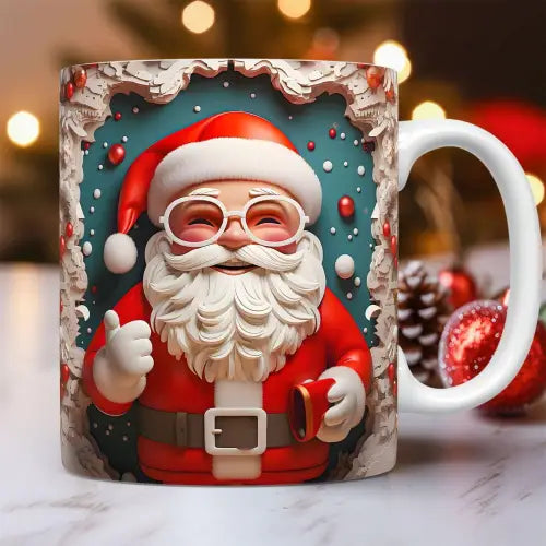 Festive Santa Coffee Mug with Cheerful Ceramic Snowman Design