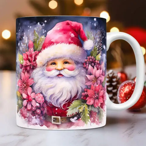 Festive Santa Coffee Mug with Cheerful Ceramic Snowman Design