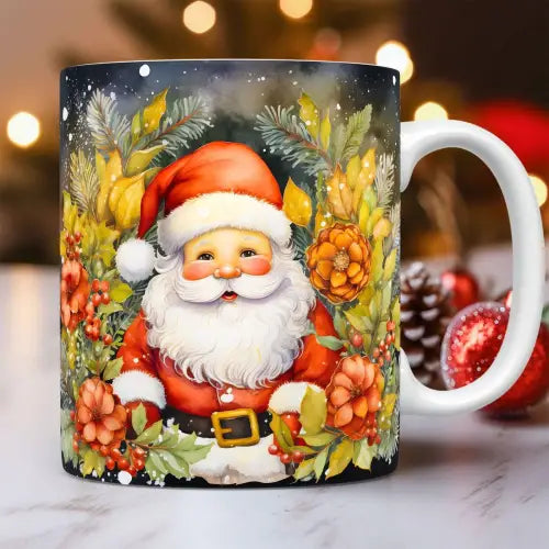 Festive Santa Coffee Mug with Cheerful Ceramic Snowman Design