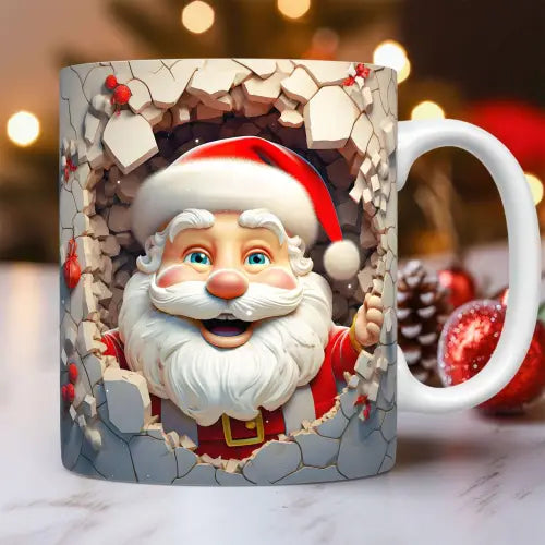 Festive Santa Coffee Mug with Cheerful Ceramic Snowman Design