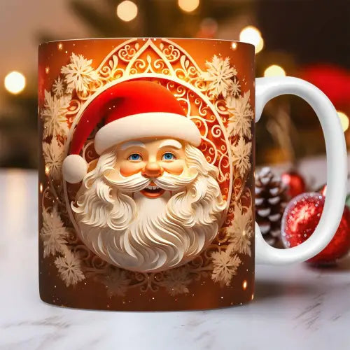 Festive Santa Coffee Mug with Cheerful Ceramic Snowman Design