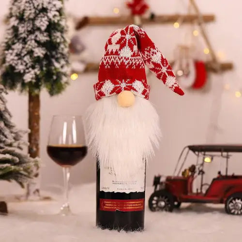 Festive Wine Bottle Covers Featuring Deer and Snowman Designs