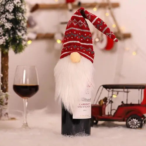 Festive Wine Bottle Covers Featuring Deer and Snowman Designs