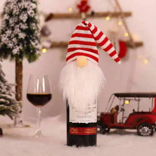 Festive Wine Bottle Covers Featuring Deer and Snowman Designs