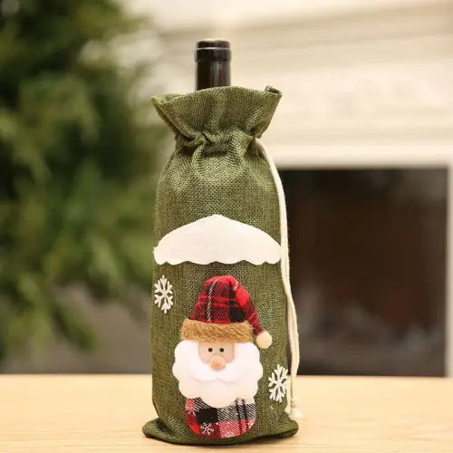 Festive Wine Bottle Covers Featuring Deer and Snowman Designs