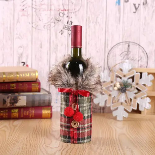 Festive Wine Bottle Covers Featuring Deer and Snowman Designs