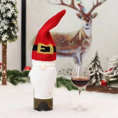 Festive Wine Bottle Covers Featuring Deer and Snowman Designs