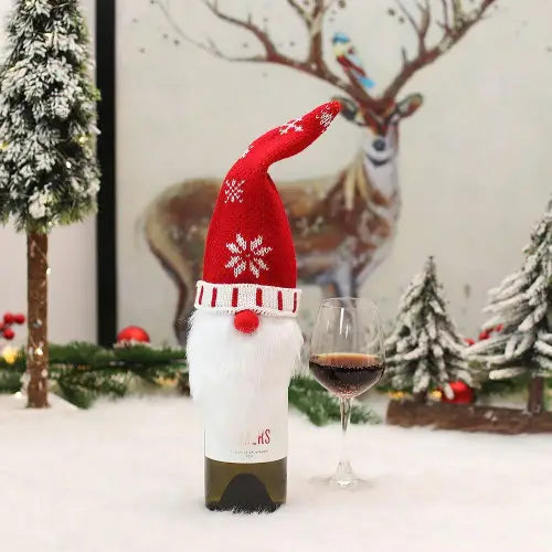 Festive Wine Bottle Covers Featuring Deer and Snowman Designs