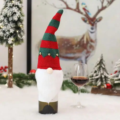 Festive Wine Bottle Covers Featuring Deer and Snowman Designs