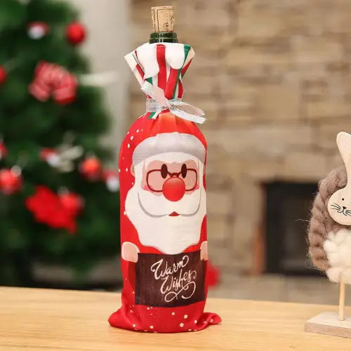 Festive Wine Bottle Covers Featuring Deer and Snowman Designs