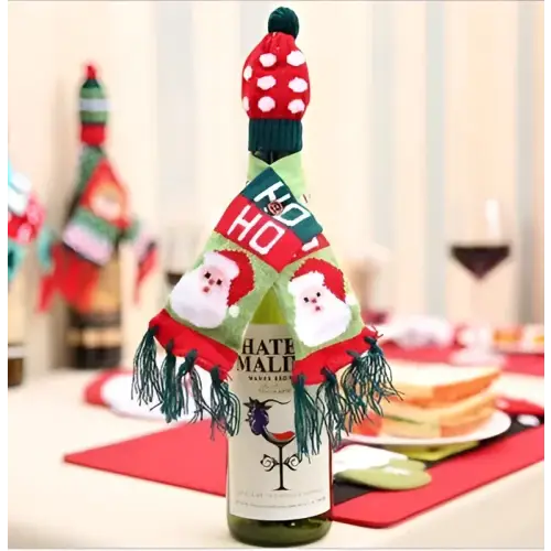 Festive Wine Bottle Covers Featuring Deer and Snowman Designs