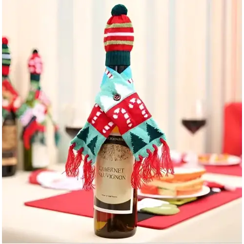 Festive Wine Bottle Covers Featuring Deer and Snowman Designs