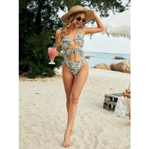 Fierce Animal Print Cutout Sleeveless One-Piece for Beach Glamour