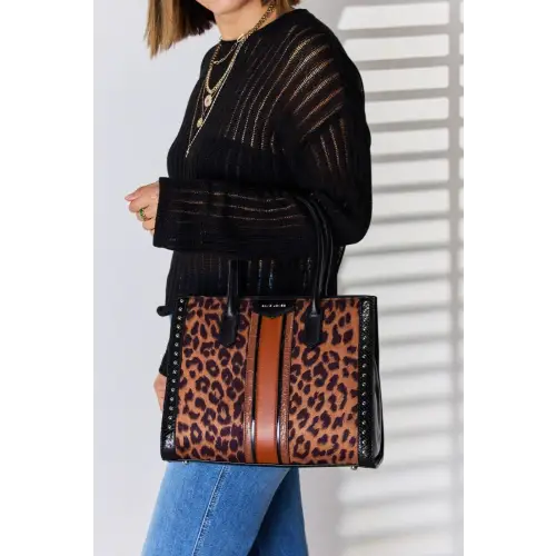 Fierce David Jones Leopard Contrast Rivet Handbag Unleashed