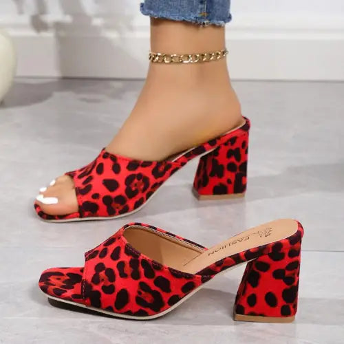 Fierce Leopard Block Heel Suede Sandals for Wild Nights