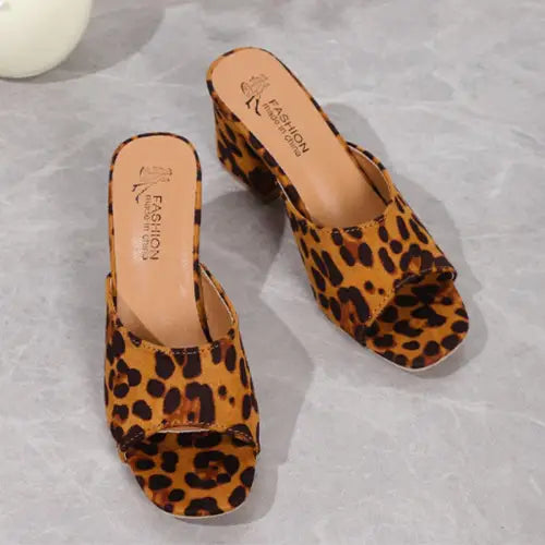 Fierce Leopard Block Heel Suede Sandals for Wild Nights