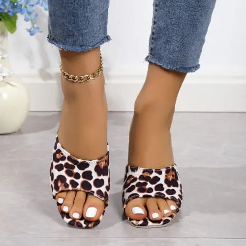 Fierce Leopard Block Heel Suede Sandals for Wild Nights