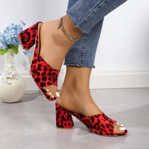 Fierce Leopard Block Heel Suede Sandals for Wild Nights