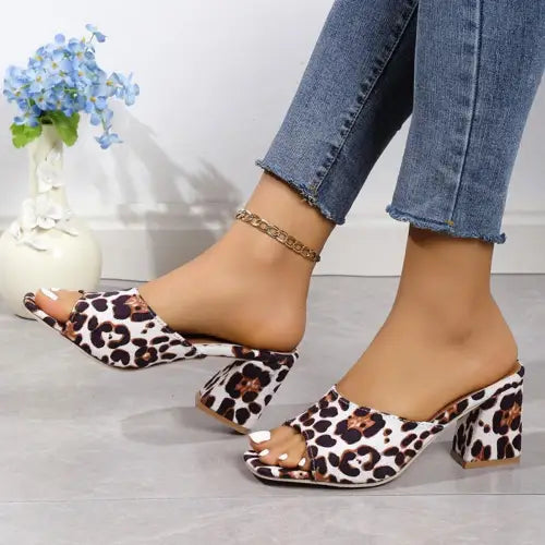 Fierce Leopard Block Heel Suede Sandals for Wild Nights