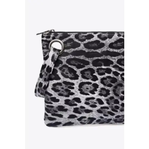 Fierce Leopard PU Leather Clutch with Wrist Strap