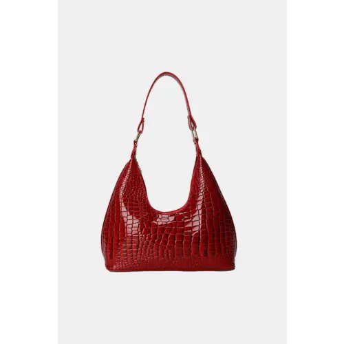 Fierce Red Croc Stone Texture Shoulder Bag for Trendsetting Style