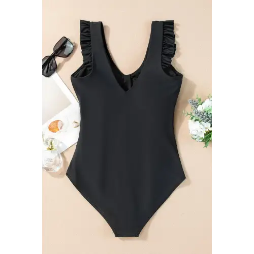 Flattering V-Neck One-Piece Swimwear with Ruched Design