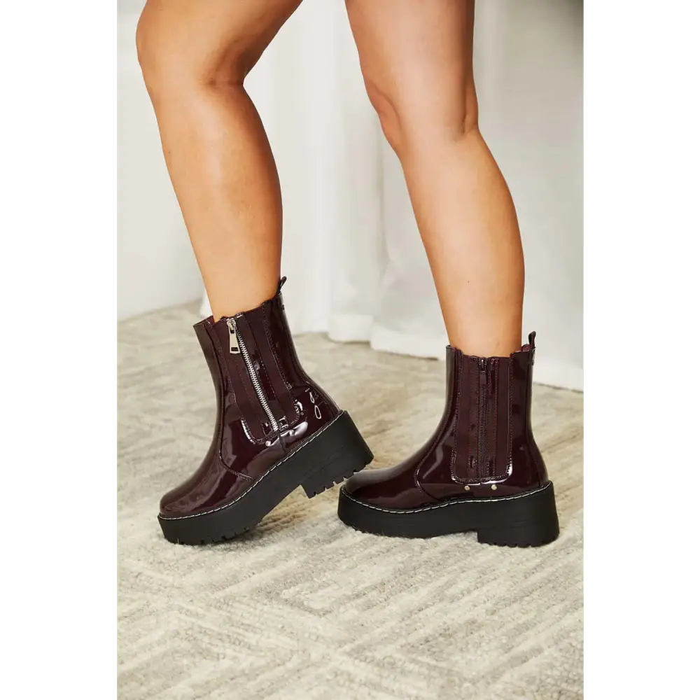 Elevate Your Style with Forever Link Burgundy Zip Platform Boots