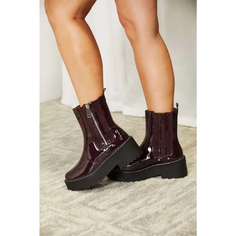 Elevate Your Style with Forever Link Burgundy Zip Platform Boots