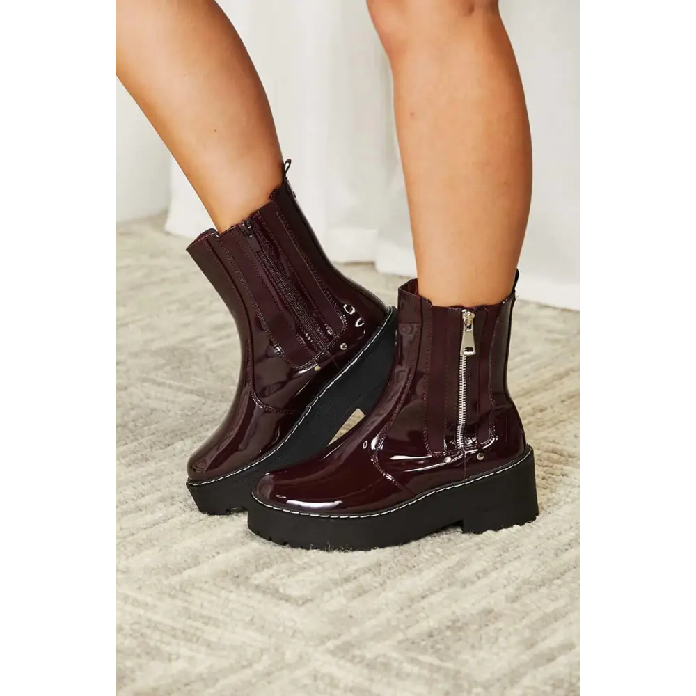 Elevate Your Style with Forever Link Burgundy Zip Platform Boots