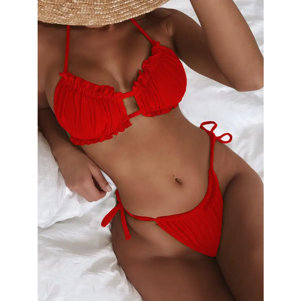 Sizzling Frill Trill Halter Neck Bikini for Beach Goddesses