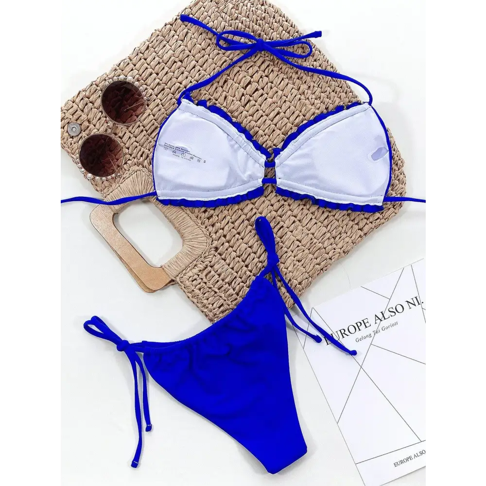 Sizzling Frill Trill Halter Neck Bikini for Beach Goddesses