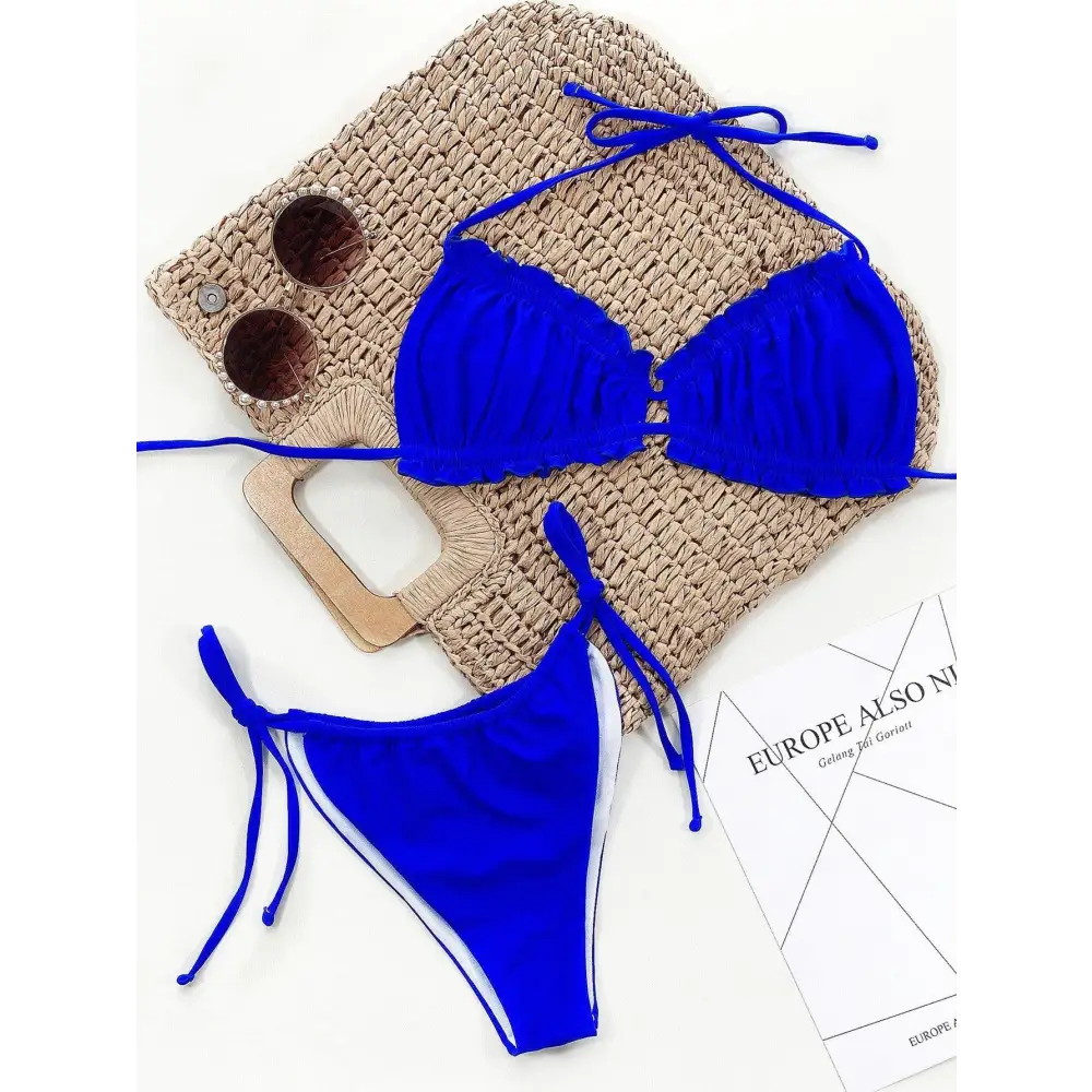 Sizzling Frill Trill Halter Neck Bikini for Beach Goddesses