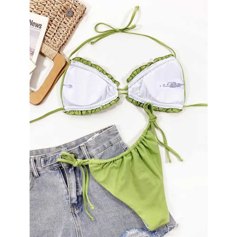 Sizzling Frill Trill Halter Neck Bikini for Beach Goddesses