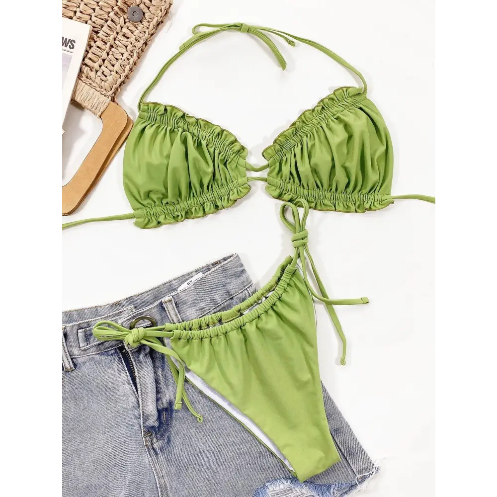 Sizzling Frill Trill Halter Neck Bikini for Beach Goddesses