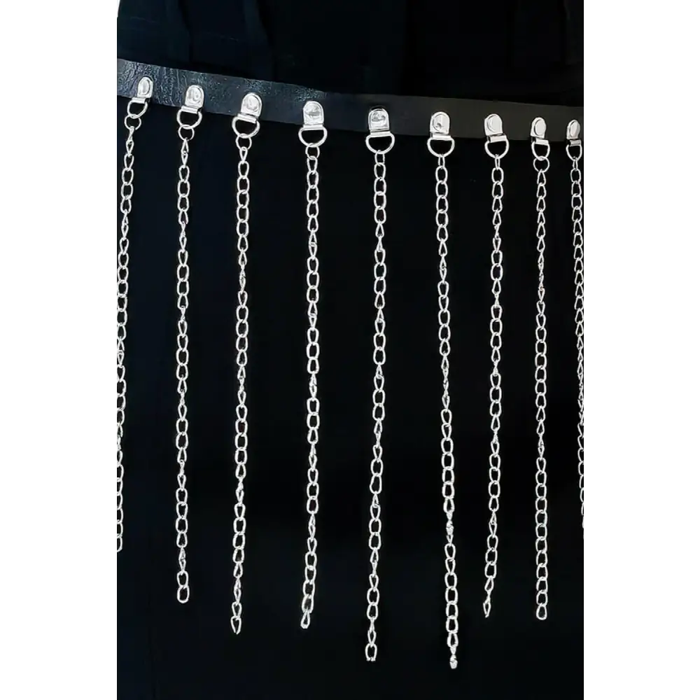 Bold Fringed Chain Leather Belt for Daring Style