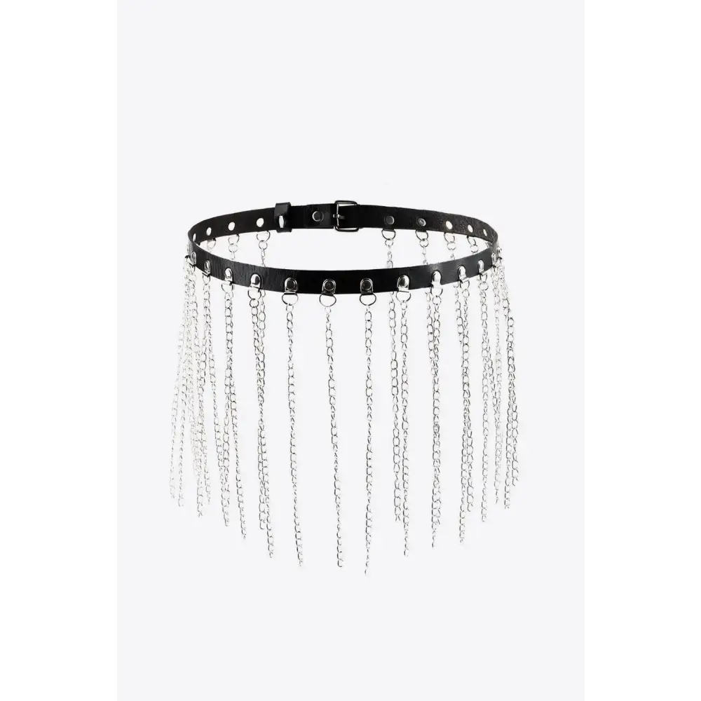 Bold Fringed Chain Leather Belt for Daring Style